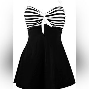 Retro halter top swim dress